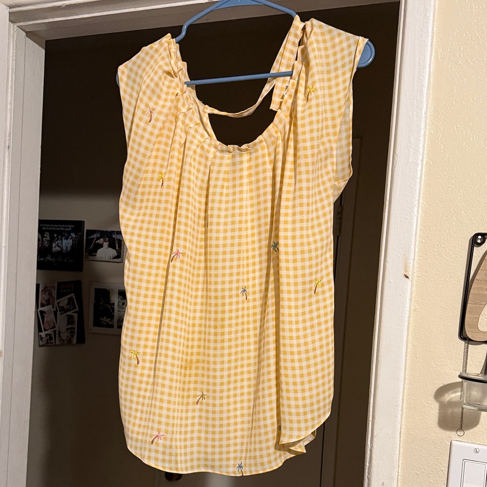 LC Lauren Conrad Yellow Gingham Blouse